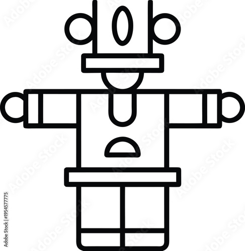 hopi kachina doll line art vector illustration on transparent background