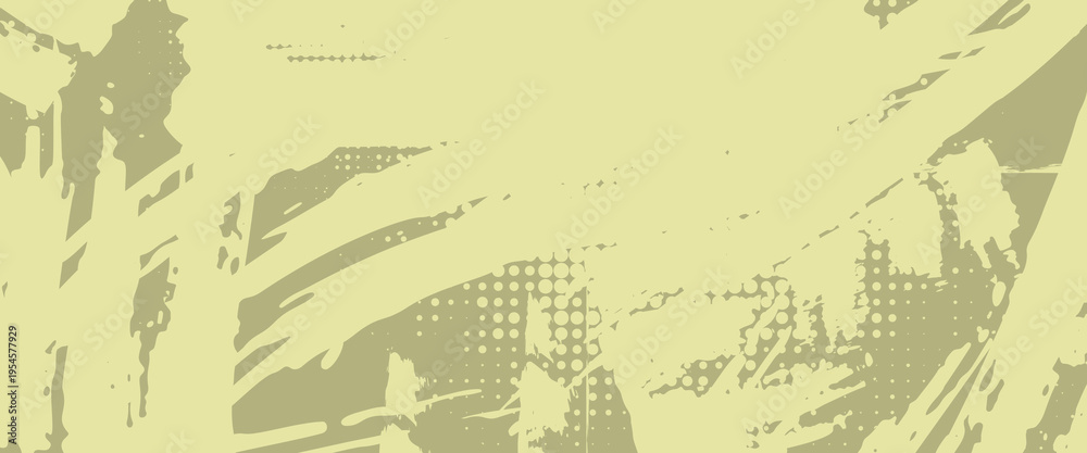 Obraz premium Abstract Olive Green Grunge Background with Artistic Brush Strokes and Halftone Dot Pattern, Modern Textured Backdrop for Creative Poster, Urban Design, and Web Graphic