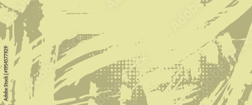 Abstract Olive Green Grunge Background with Artistic Brush Strokes and Halftone Dot Pattern, Modern Textured Backdrop for Creative Poster, Urban Design, and Web Graphic