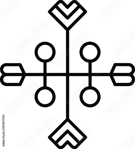 finno ugric bear cult symbol line art vector illustration on transparent background