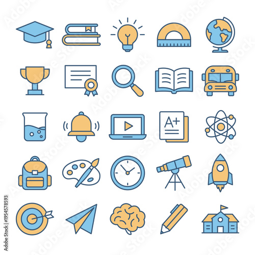귀여운 교육 관련 벡터 아이콘 세트