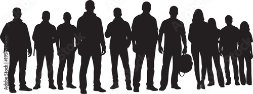 Silhouette of a diverse group of people standing together