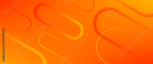 Abstract Orange and Yellow Vibrant Background with Dynamic Rounded Geometric Shapes and Diagonal Lines, Modern Energetic Backdrop for Summer Sale and Tech Branding