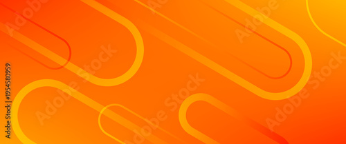 Abstract Orange and Yellow Vibrant Background with Dynamic Rounded Geometric Shapes and Diagonal Lines, Modern Energetic Backdrop for Summer Sale and Tech Branding