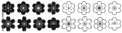 Blossoms icons set