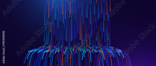 Futuristic Abstract Background Featuring Streamlined Data Channels and Artificial Intelligence Integration in a Tech-Inspired Composition. Digital Business Transformation Vector Background.