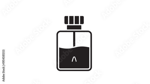Perfume bottle icon with a stylized cap and liquid inside, symbolizing fragrance and personal care products.
