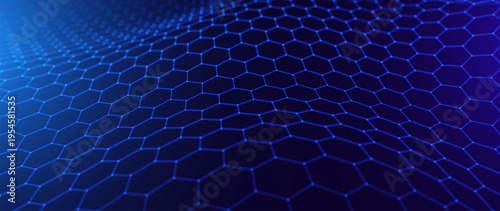 Abstract Science Grid of Blue Hexagons For Molecular Research Backgrounds. Vibrant Pattern for Academic and Data Visualization. Vector Illustration.