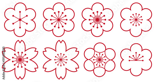 Plum line blossom icons