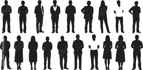Diverse group of business people in silhouette standing together