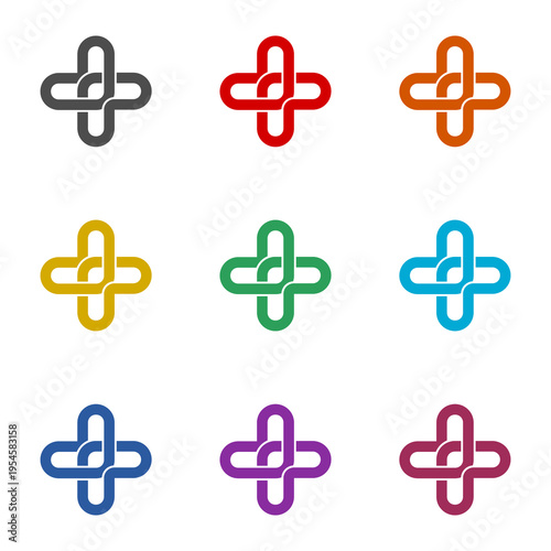 Medical Cross  icon isolated on white background. Set icons colorful