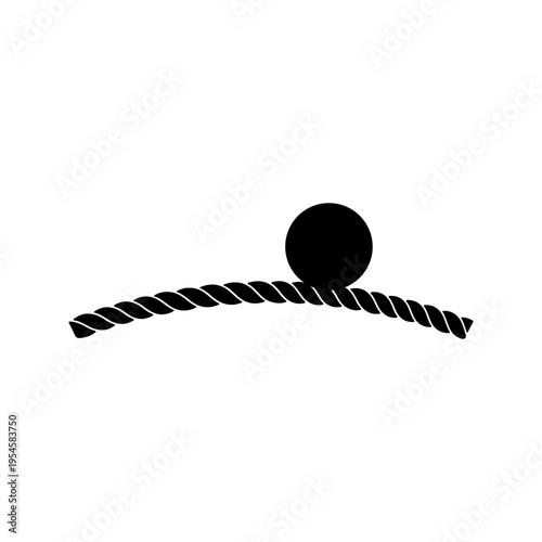Solid silhouette of boundary rope and cricket ball field element Vector illustration