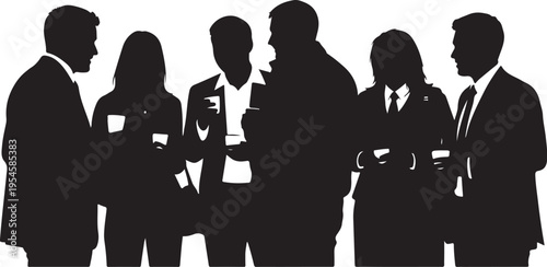 Silhouette of business professionals networking and socializing together