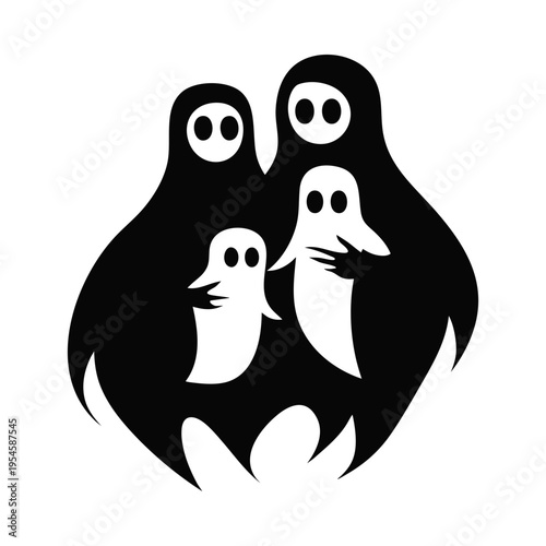 Ghost Family Halloween Characters Illustration