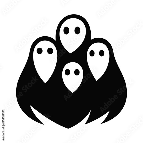 Ghost Family Halloween Three Characters Illustration