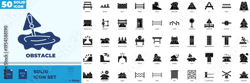 Obstacle Solid Editable Icons set