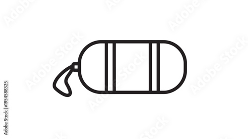 Pencil case simple outline icon with a strap on the side for school or art supplies organization. featuring pen holder, stationery, organizer with