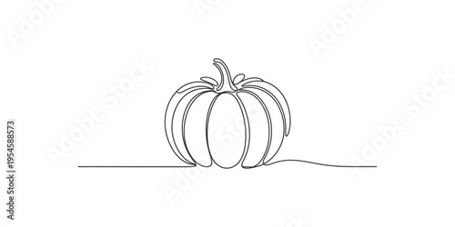 A minimalist line drawing of a pumpkin on a plain white background