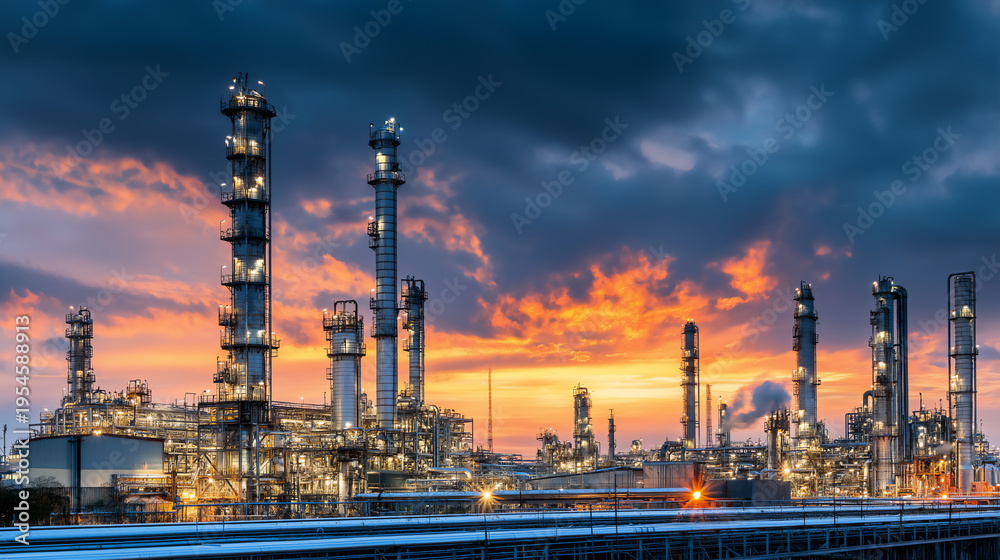 Fototapeta premium oil refinery global oil crisis impact.