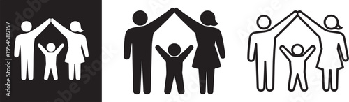 Family silhouette icon bold premium uniform stroke.