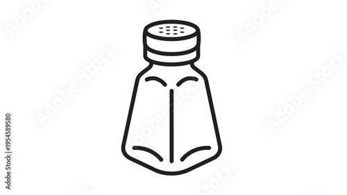 Salt shaker icon with holes on top and simple outline design for condiment dispensing. featuring seasoning, kitchen, cooking with food and spice