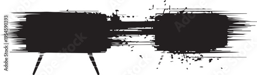 Television screens colliding with streaks and splatter