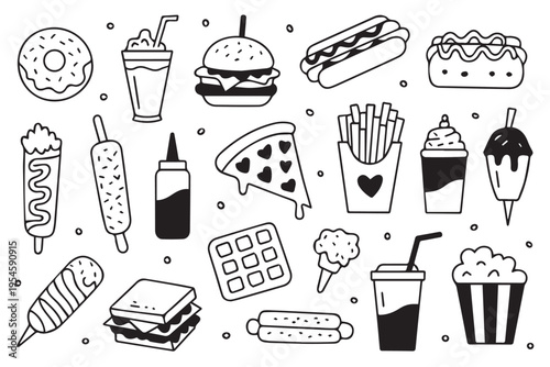 Party snack set popcorn pizza soda fries