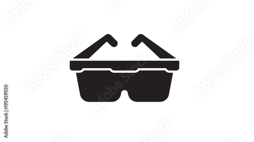 3D glasses icon with thick black lines on a white background, symbolizing entertainment and viewing experiences.