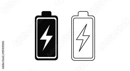 Two battery icons showing full and empty charge states side by side