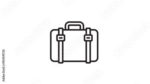 Briefcase outline icon with simple straps and handle, minimalist business travel symbol for digital applications