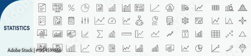 Statistics and Data Analysis Line Icon Set for Business Finance