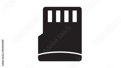 MicroSD card icon with contacts and curved edge, a simple graphic representation of flash memory storage.