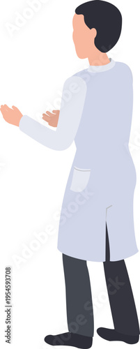 Scientist gesturing during laboratory presentation