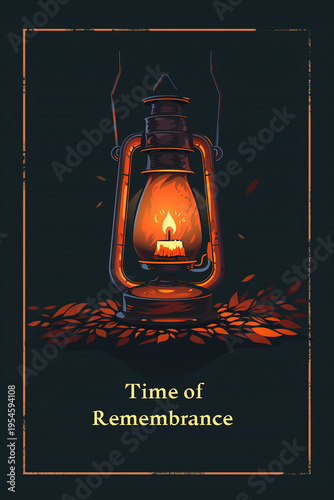 Lantern glowing in dark space during time of remembrance and reflection