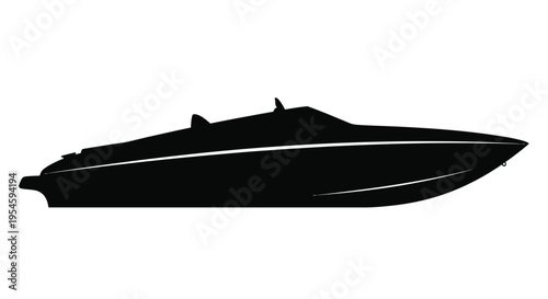 Sleek speedboat design shown in a striking black silhouette