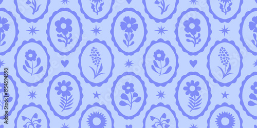 Vector hand drawn seamless pattern in simple doodle sketchy floral wavy and groovy naive style, cottage core aesthetic, delicate gentle girlie backgrounds, surface design