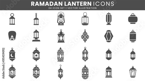 Ramadan lantern icons vector set