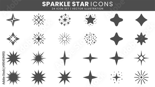 Sparkle star icons vector set