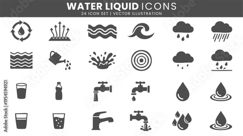 Water liquid icons vector set