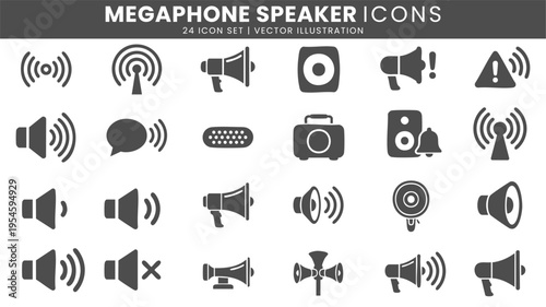 Megaphone speaker icons vector set