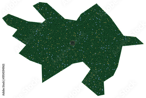 Circuit board map vector illustration of Azerbaijan – Digital PCB Territory, Transparent Background, Technology, Communication