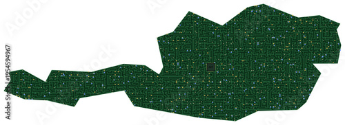 Circuit board map vector illustration of Austria – Digital PCB Territory, Transparent Background, Technology, Communication