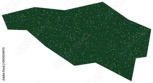 Circuit board map vector illustration of Belgium – Digital PCB Territory, Transparent Background, Technology, Communication