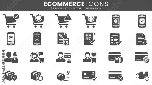 Ecommerce online shopping service icons vector set