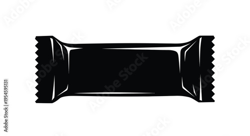 Rectangular chocolate bar wrapper a bold black graphic silhouette