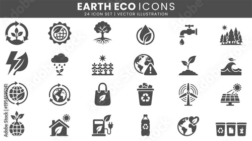 Earth eco sustainability icons vector set