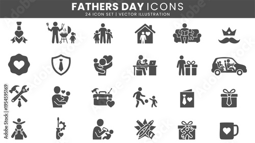 Fathers Day family appreciation icons vector set