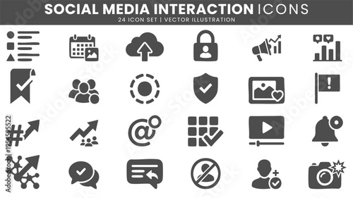 Social media interaction marketing icons vector set