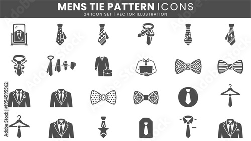 Mens tie neckwear and bow tie icons vector set