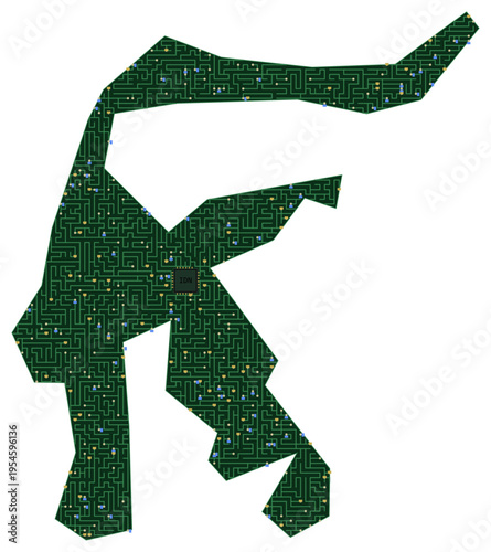 Circuit board map vector illustration of Indonesia – Digital PCB Territory, Transparent Background, Technology, Communication